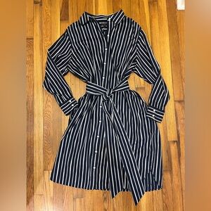 Brooks Brothers Navy and White Striped Dress